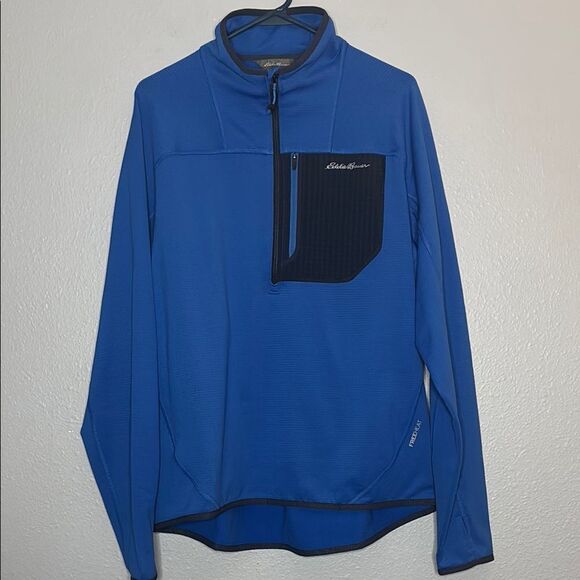 Eddie Bauer Royal Blue Waffle Print 1/2 Zip Pullover Size Large - Picture 1 of 10